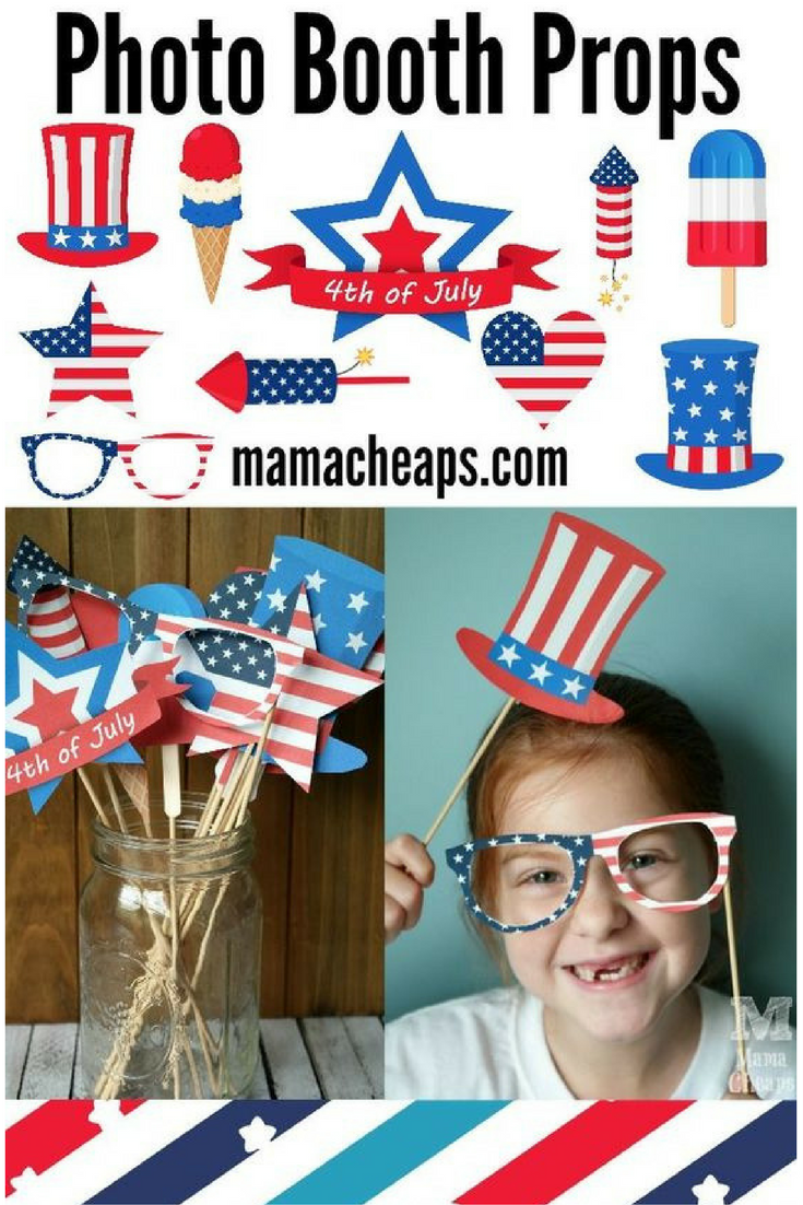 Patriotic 4th of July Themed Photo Booth Props Printable