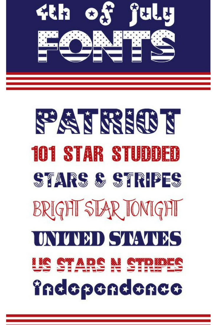 Patriotic 4th Of July Fonts in Red, White & Blue
