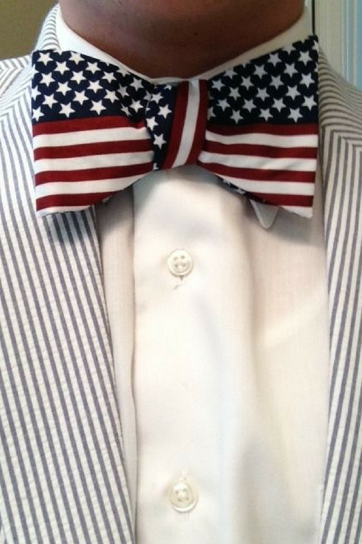 USA Flag Print Patriotic Bow-Tie